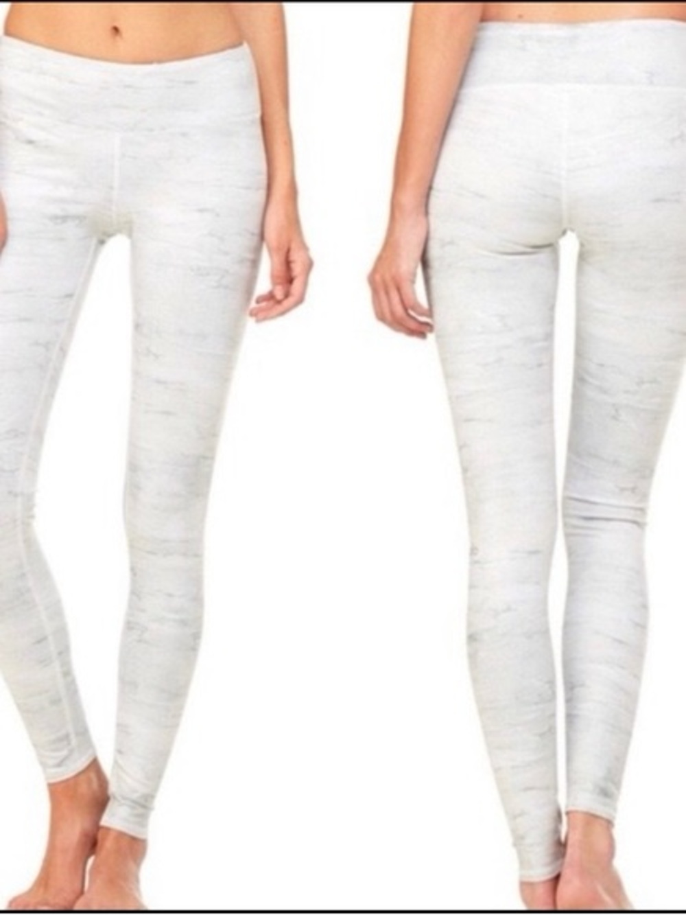 ALO Yoga High Waist Marble Print Leggings Gray White Size L